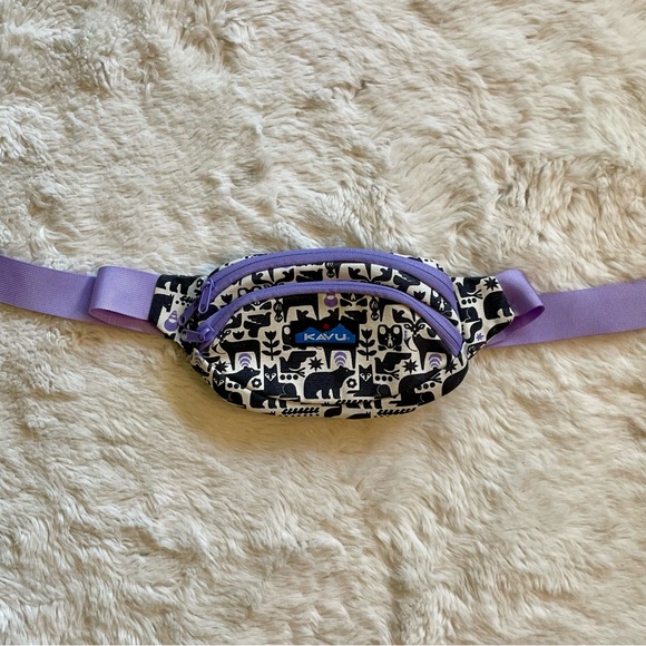 KAVU Black and Purple Patterned Waist Bag - Picture 2 of 7